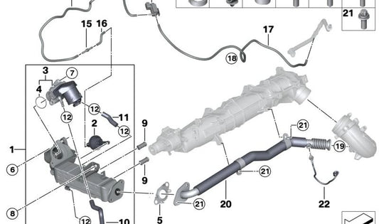 EGR pipe for BMW 5 Series F10, F11, 7 Series F01N, F02N, X5 E70N, F15, X6 E71, F16 (OEM 11718506678). Genuine BMW
