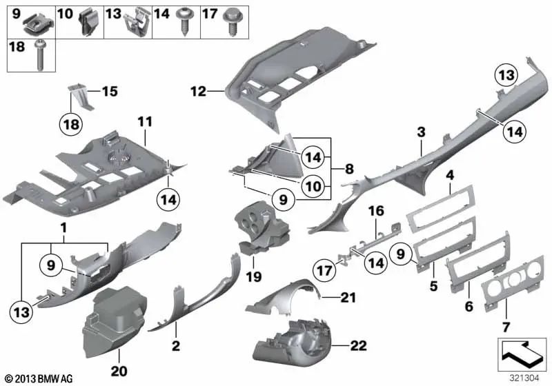 Blende Central Function Carrier for BMW E84 (OEM 51459257642). Original BMW