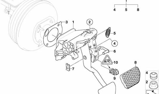 Pedalera completa OEM 35006769221 para BMW E60, E60N, E61, E61N, E63, E63N, E64, E64N. Original BMW.