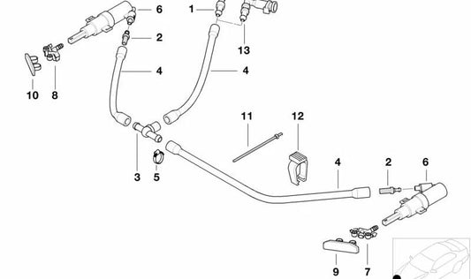 Difusor izquierdo limpiaparabrisas OEM 61677042879 para BMW Serie 3 E46 (316ti) con motores N40, N42, N45, N46. Original BMW.