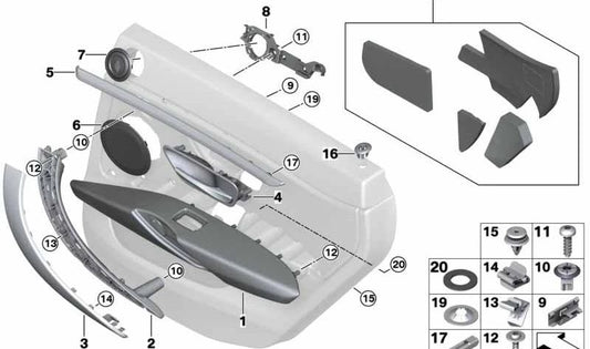 Embellecedor trasero izquierdo OEM 51427346987 para BMW F36 418d. Color negro brillante. Compatible con modelos con motor N47T y B47U. Original BMW.