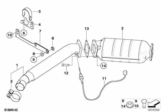Pince supérieure pour BMW X3 E83, E83N (OEM 18303421439). BMW d'origine