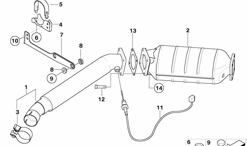 Soporte metálico de escape OEM 18303421440 para BMW X3 E83, E83N. Pieza original BMW.