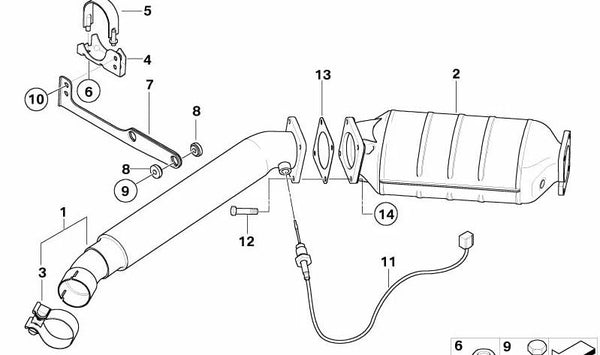 Soporte metálico de escape OEM 18303421440 para BMW X3 E83, E83N. Pieza original BMW.