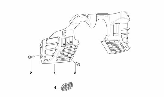 Rejilla izquierda OEM 46632313637 para BMW Motorrad R 1200 GS, R 1200 GS Adventure, R 1200 R, R 1200 RT, años 2010-2014. Compatible con motores bóxer. Repuesto original BMW Motorrad.