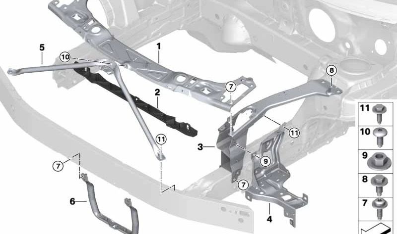 OEM de reforço frontal 51647378744 para BMW F52. Peça original da BMW.