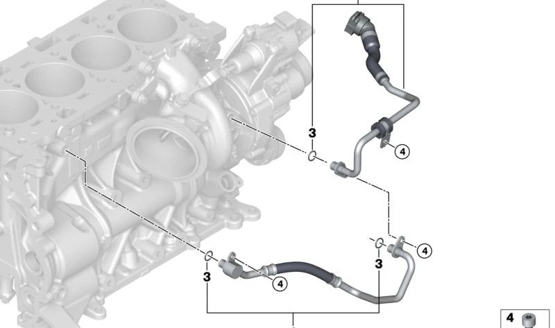 Turbo Return Coolant Pipe for BMW 3 Series G20N, G21N, 4 Series G22N, G23N, G26N, 5 Series G60, G61, G68, X3 G45, X6 G06N (OEM 11538831224). Genuine BMW