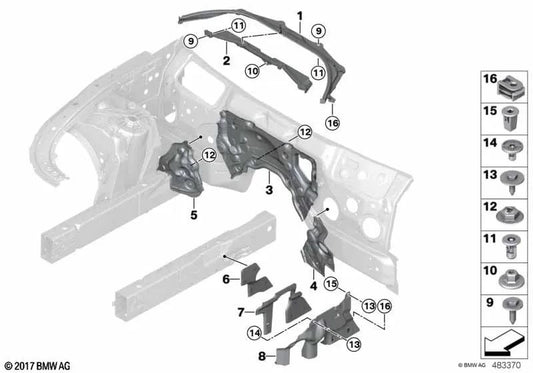 Boden der Hybrid -Fronttiten für BMW G30, G30N, G31N, G38, G38N, G11, G11N, G12, G12N (OEM 51717359258). Original BMW