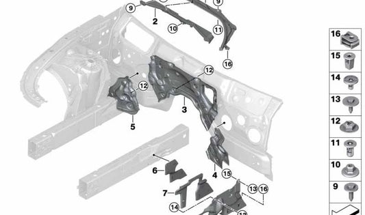 Refuerzo frontal central OEM 51717407873 para BMW G11, G11N, G12, G12N, G16. Pieza original BMW.