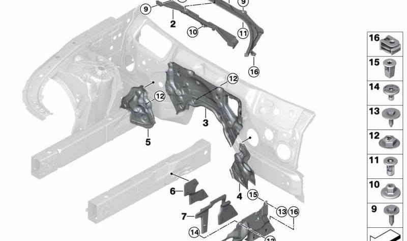 Refuerzo delantero superior OEM 51717359257 para BMW G30, G31, G38, G11, G12. Original BMW.