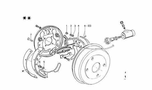 Zapata de freno trasera derecha sin amianto OEM 34211159587 para BMW E21, E30, E28, E24, E12, E26. Compatible con freno de tambor trasero de 250mm. Original BMW.