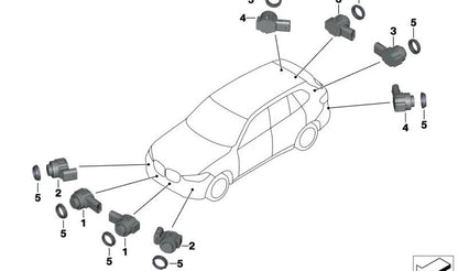 Sensor de aparcamiento ultrasónico color gris ártico OEM 66209826957 para BMW G11N, G12N, G05, G06, G07. Original BMW.