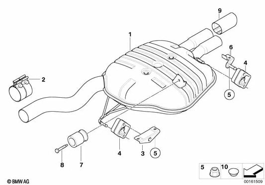Silenciador traseiro para BMW E60N (OEM 18307560790). BMW originais.
