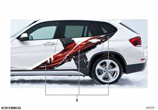 Left sticker set for BMW X1 E84 (OEM 51147365589). Original BMW