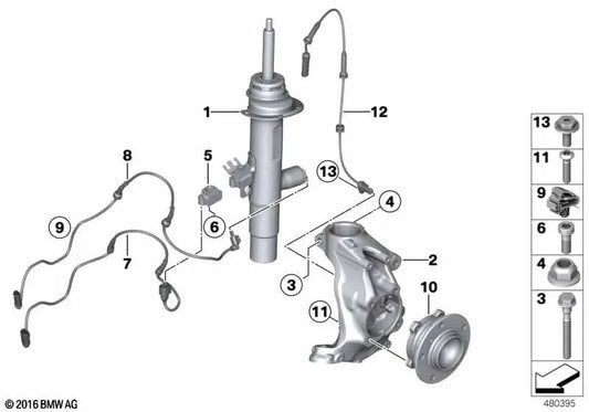 Front right shock absorber for BMW 3 Series F34, F34N (OEM 37116851552). Original BMW