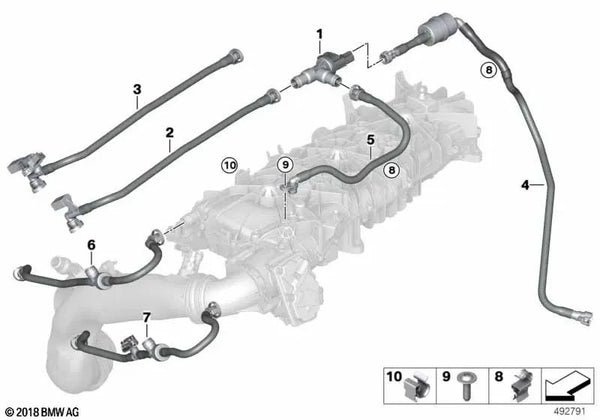 Conducto de ventilación con resonador OEM 13908664237 para BMW X5 G05 xDrive45e. Original BMW.