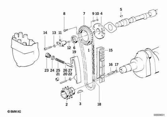 Pino do cilindro para BMW E12, E28, E34, E39, E24, E23, E32, E31, E52 (OEM 07119942161). BMW original.
