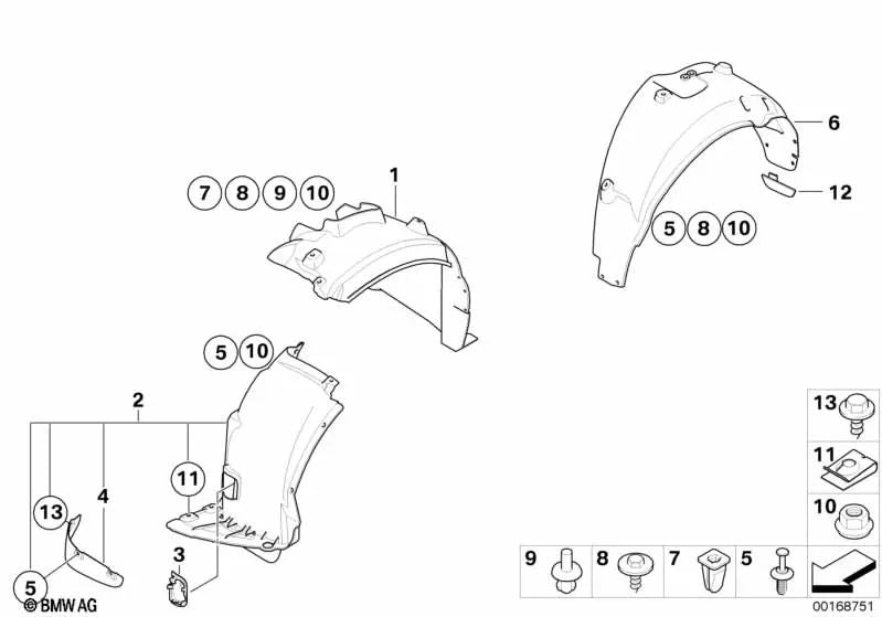 Tampa da etapa da roda dianteira direita para BMW 1 E81 Series, E87 (OEM 51717141874). BMW original