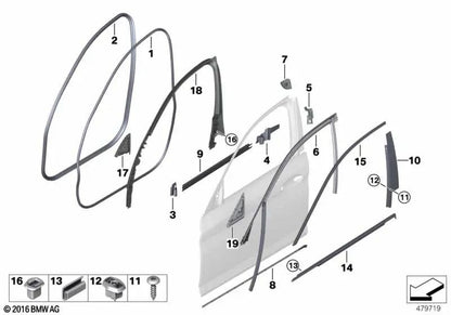 Left Inner Mirror Triangle Cover for BMW F90, G30, G31, G38 (OEM 65136807485). Original BMW