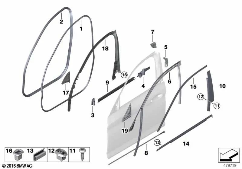 Dreiecksabdeckung des linken Innenspiegels für BMW 5 G30N -Serie, G30N, G31, G31N, G38, G38N (OEM 51337384933). Original BMW.
