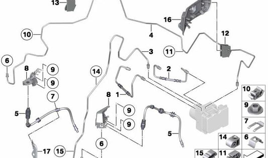 Tubo da mangueira de pressão OEM 34326853543 para BMW E90, E90N, E91, E91N, E92, E92N, E84. BMW original.