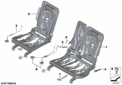 Desbloqueo a distancia respaldo izquierdo OEM 52207432608 para BMW 2' F45, F46, X1 F48... y más. Original BMW.