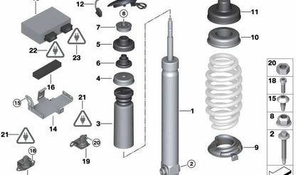Soporte inferior de amortiguador OEM 33502283518 para BMW E90, E92, E93. Original BMW.