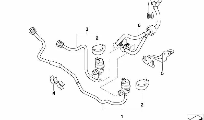 Válvula de ventilación del depósito con tubo OEM 13907515795 para BMW E65 y E66 (760i, 760Li). Compatible con motores N73. Original BMW.