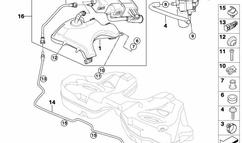 Bomba de diagnóstico de fugas con filtro de polvo OEM 16137167539 para BMW E65 y E66 (730Li, 740i, 750i, 760Li). Original BMW.