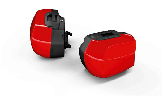 Valigia Touring sinistra OEM 77419832033 per BMW F 900 XR, F 900 XR A2. Colore rosso corsa. BMW Motorrad originale.