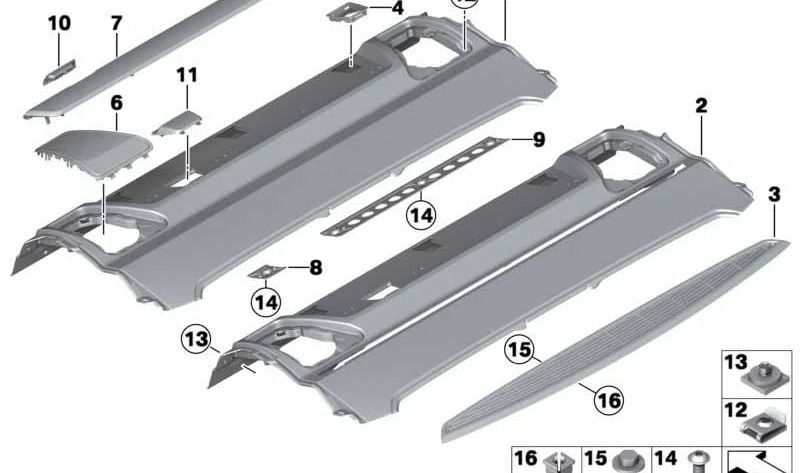 Sombra para bandeja trasera OEM 51469150081 para BMW Serie 7 {F01, F01N, F02, F02N}. Original BMW.