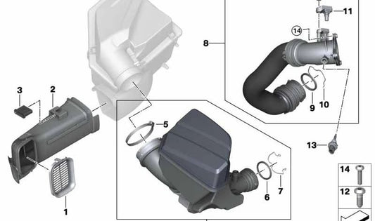 Air Intake Pipe with Resonator OEM 13719847391 for BMW G42, G20, G21, G28, G22, G23, G26. Original BMW