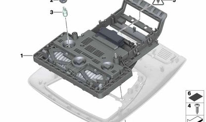 Juego de reparación centro de mandos techo OEM 61319221632 para BMW F07, F10, F11, F06, F13, F01, F02, F03, F04, X3 F25, X4 F26... y más. Original BMW.