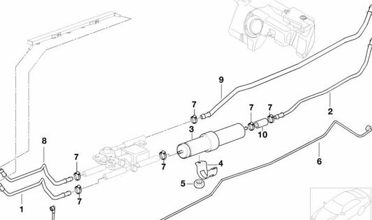Tubo de retorno de combustible OEM 16121183358 para BMW E36, Z3. Original BMW.