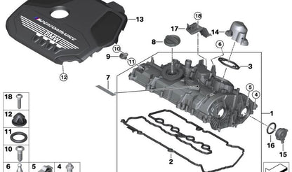 Junta de tapa de balancines OEM 11128638247 para BMW F40, F44, F45, F46, G20, G21, G30, G31, G32, G11, G12, F48, F39, G01, G02, G05, G06, G29, F55, F56, F57, F54, F60. Original BMW.