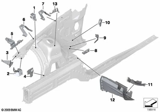 Suporte de canal de enchimento para BMW Série 1 E81, E82, E87, E87N, E88, X1 E84 (OEM 41117135635). BMW original
