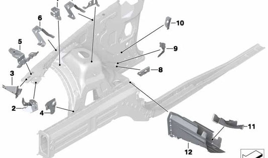 Soporte superior derecho del silenciador de admisión OEM 41147135632 para BMW E81 116d, 116i {todos los modelos compatibles}. Pieza original BMW.