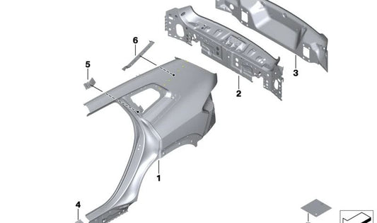 Rinforzo di Pilar C Left OEM 41009629689 per BMW (Série 3: E46, E90, E91, E92, E93). BMW originale.