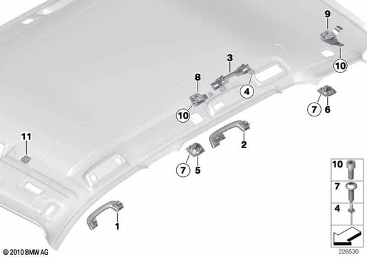 Links hintere Griffstütze für BMW F25 (OEM 51169183491). Original BMW.
