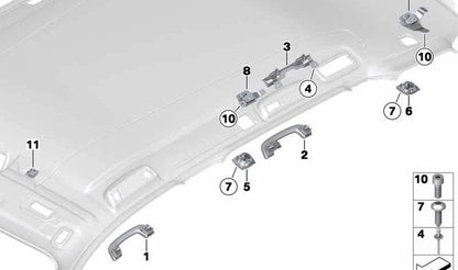 Tapa embellecedora soporte red separadora trasera izquierda OEM 51448050305 para BMW F25. Original BMW.