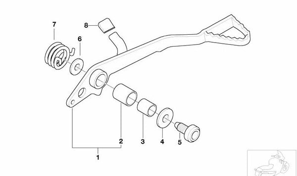 Pedal de freno trasero OEM 35217651457 para motos BMW F 650 GS, F 650 GS Dakar, G 650 GS, G 650 GS Sertão. Original BMW Motorrad.