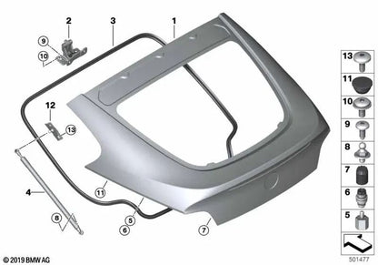 Spring à gaz de la porte arrière pour BMW Z4 E86 (OEM 51243420572). BMW d'origine