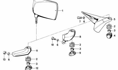 Konvex linker Rückspiegel -Kopf OEM 46631241197 für BMW F650GS, F700GS, F800GS, R1200GS, R1250GS, R Ninenet, S1000XR, K1600GT, unter anderem. Original BMW.