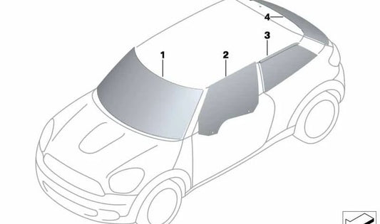 Luneta trasera (cristal trasero) OEM 51319808971 para MINI R61 {Cooper, Cooper D, Cooper S, Cooper ALL4}. Original MINI.