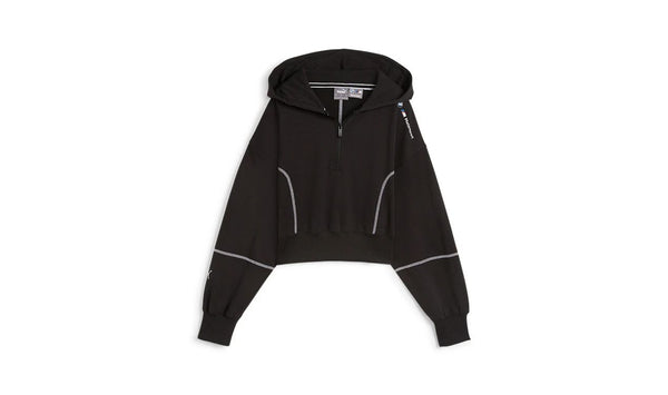 Chaqueta deportiva BMW M Motorsport OEM 80145B31931 para mujer. Color negro, con cremallera media, capucha y logos BMW y Puma. Original BMW. Ideal para fans de BMW M Motorsport.