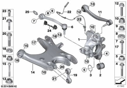 ARMA DE ENDEREÇO ​​COM UM SERVIDADE BMW SÉRIE 5 F10, Série 6 F06, F12, F13 (OEM 3322284132). BMW original.