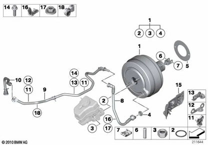 Conducto de vacío para BMW E81, E82, E87N, E88, E90, E91, E92, E93, E84 (OEM 11667551464). Original BMW.