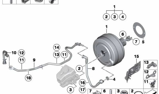 Tubo de vácuo OEM 11667608455 para BMW E82, E88, E90, E91, E92, E93. Peça original da BMW. Ideal para o sistema de freio assistido por vácuo.