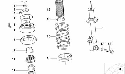 Amortiguador trasero derecho OEM 37121134284 para BMW Serie 7 E32. Original BMW.