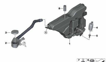 Tapa del conducto de llenado OEM 61667427884 para BMW G20, G21, G45. Original BMW.